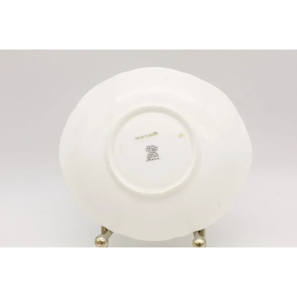 Art Deco Saucers Royal Paragon Thorn England Antique Enamelled Fine Bone China